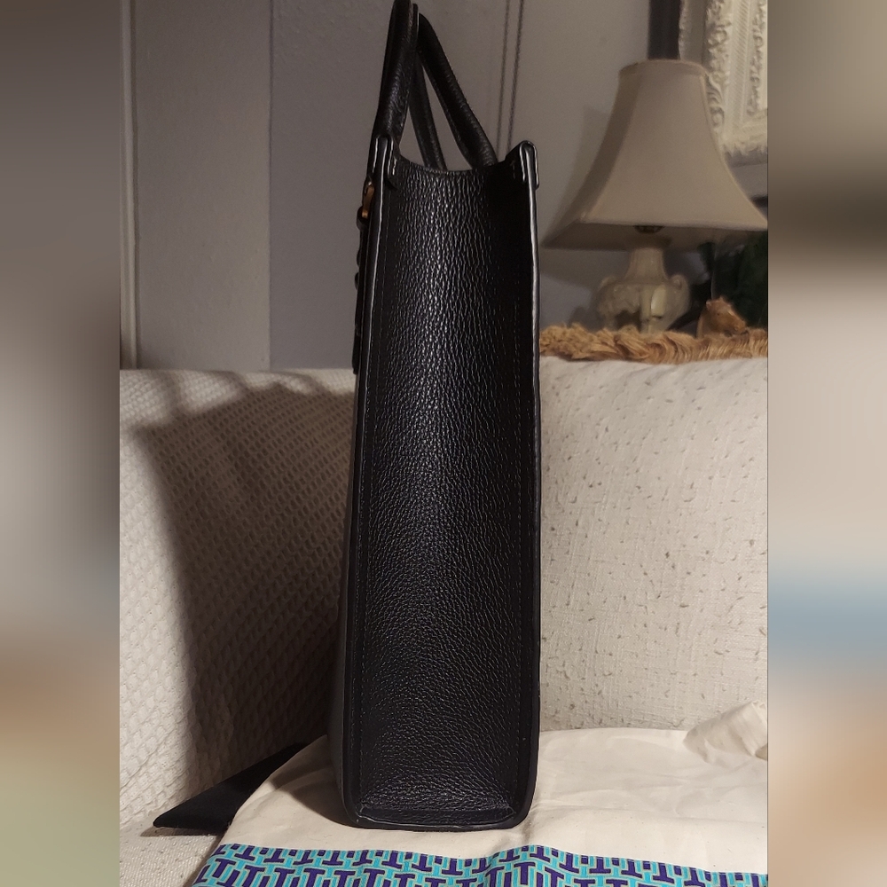 Tory Burch Black Large Pebbled Leather Blake Satchel Shoulder Bag with Dustbag - Picture 6 of 15